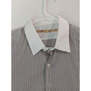 MESSAGERIE BLUE MEN DRESS SHIRT SZ 16.5/42 Quiet Luxury Sz Large‎